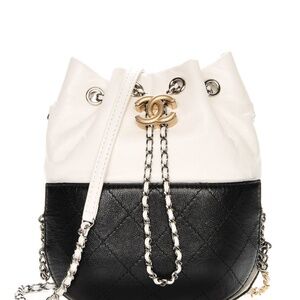 Full Set CHANEL Gabrielle Bucket Bag Black and White - Great Condition